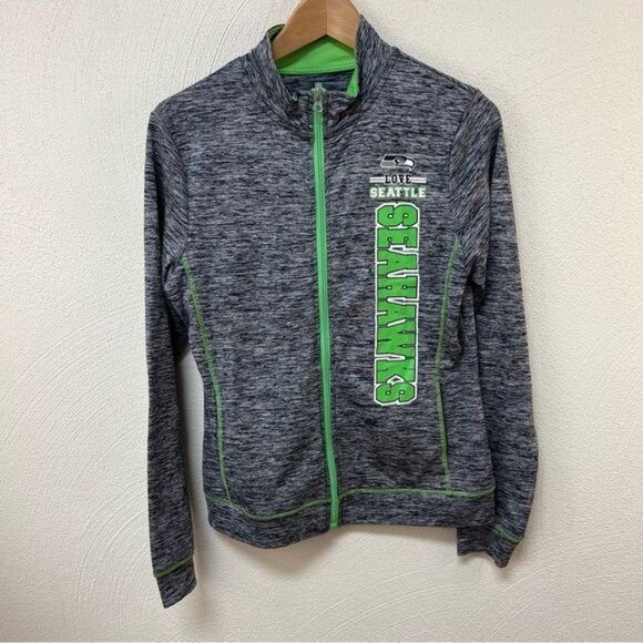 NFL Seattle Seahawks Teens Front Zip Track Jacket with Logo Sz Large  💚💙 - Picture 1 of 5
